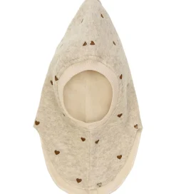 Elefanthue - Uld - 2-lags - Sand Melange m. Hjerter|Huttelihut