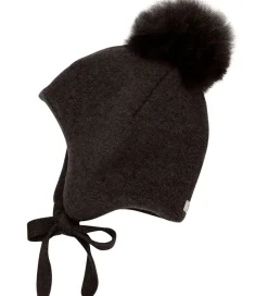 Hue - Uld - Dark Brown Melange m. Kvast|Huttelihut