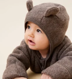 Køredragt - Uldfleece - Brown Melange m. Ører|Huttelihut Hot