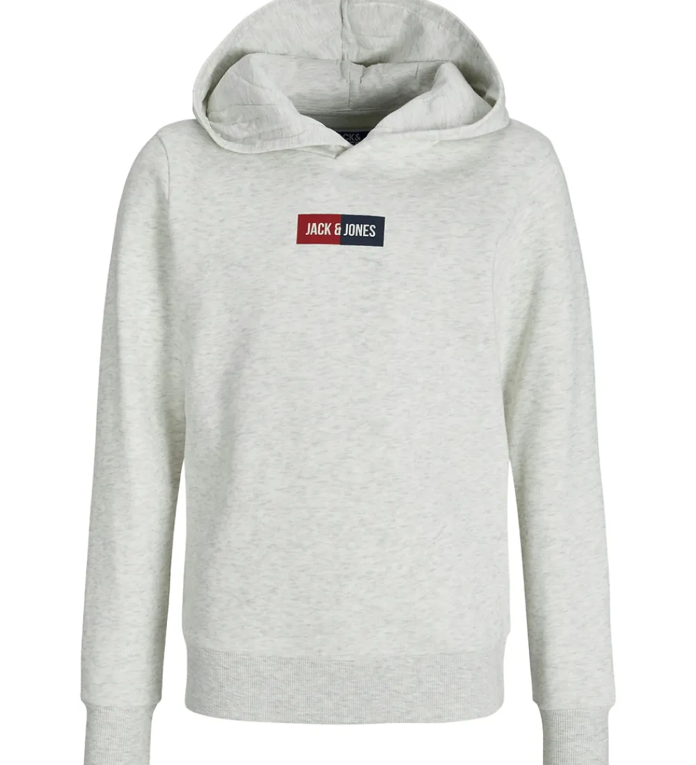 Hættetrøje - JjPan - White Melange m. Logo|Jack & Jones Outlet