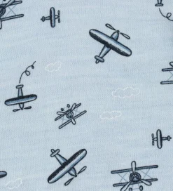 Babyhjelm - 1-lags - Uld/Bambus - Lyseblå m. Print|Joha Online