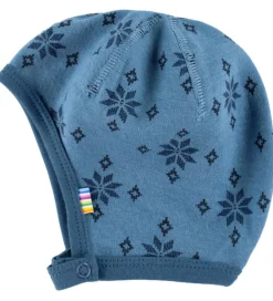 Babyhjelm - Uld - Blå/Bomuld - Blå m. Snefnug|Joha Outlet