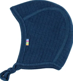 Babyhjelm - Uld - Rib - 2-lags - Mørk Turkis|Joha Sale
