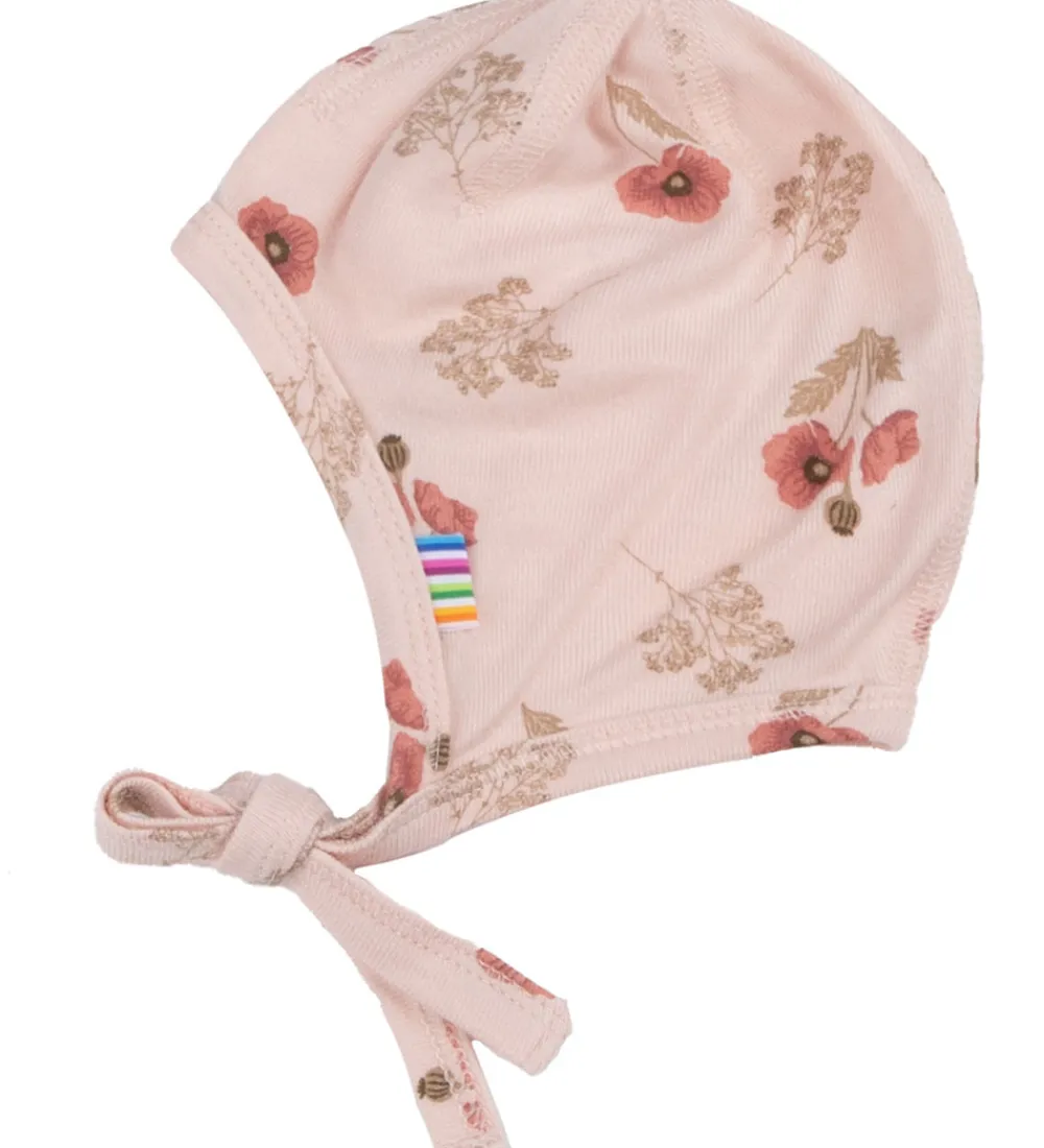 Babyhjelm - Viskose/Bambus - Lyserød m. Blomster|Joha Online