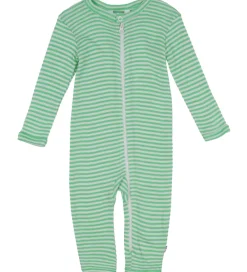 Heldragt - Rib - Uld/Silke - Off White/Grøn|Joha Outlet