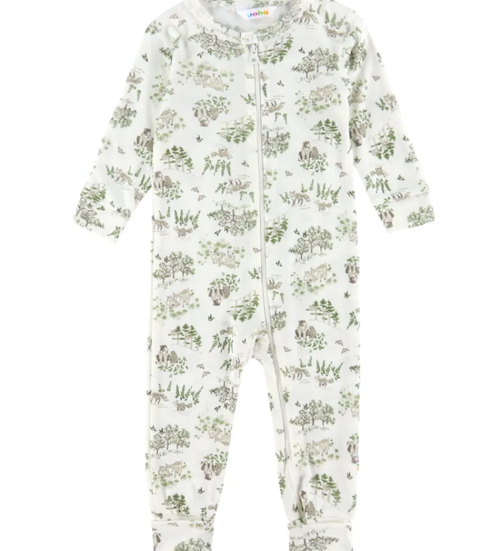 Heldragt - Uld/Silke - Off White m. Træer|Joha Hot