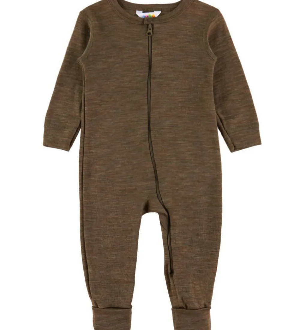 Heldragt - Uld/Silke - Brun Meleret|Joha Discount