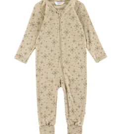 Heldragt m. Fødder - Uld - Beige m. Stjerner|Joha Clearance
