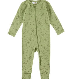 Heldragt m. Fødder - Uld - Lys Olive m. Stjerner|Joha Best