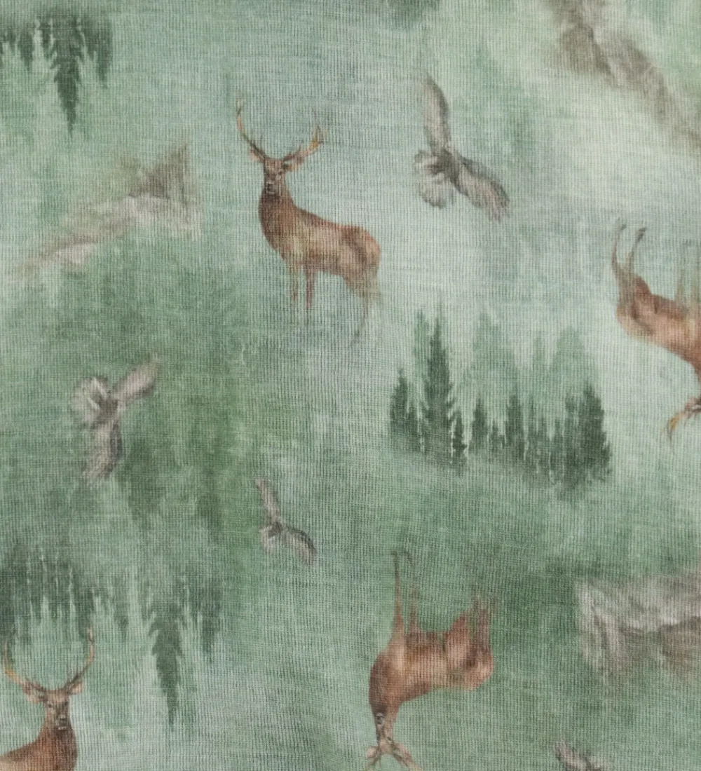 Heldragt m. Fødder - Uld - Grøn m. Skov|Joha Discount