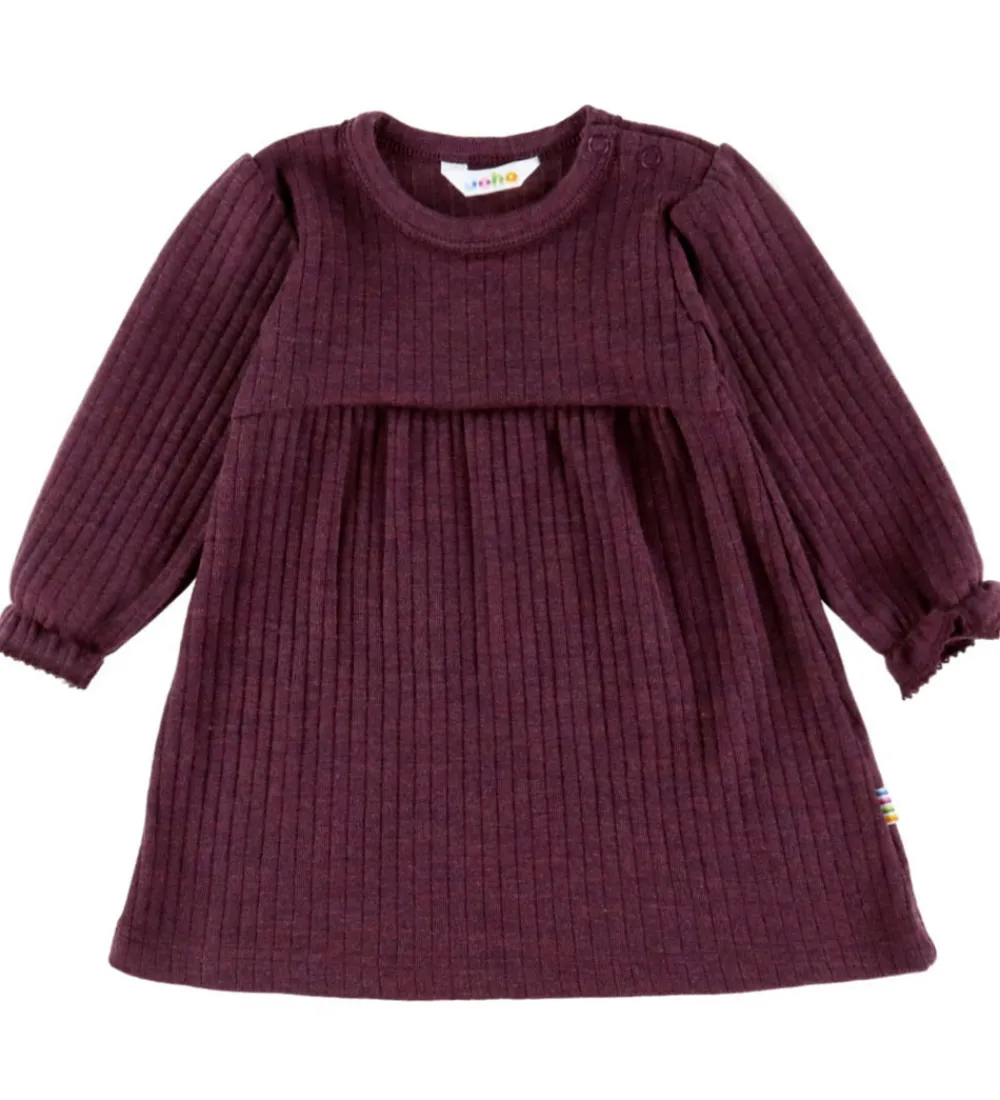 Kjole - Uld - Rib - Blomme|Joha