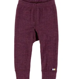 Leggings - Uld - Rib - Blomme|Joha