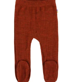 Leggings m. Fødder - Uld - Rib - Rust|Joha