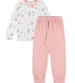 Nattøj - 2 Delt - Viskose/Bambus - Off White m. Print|Joha Sale