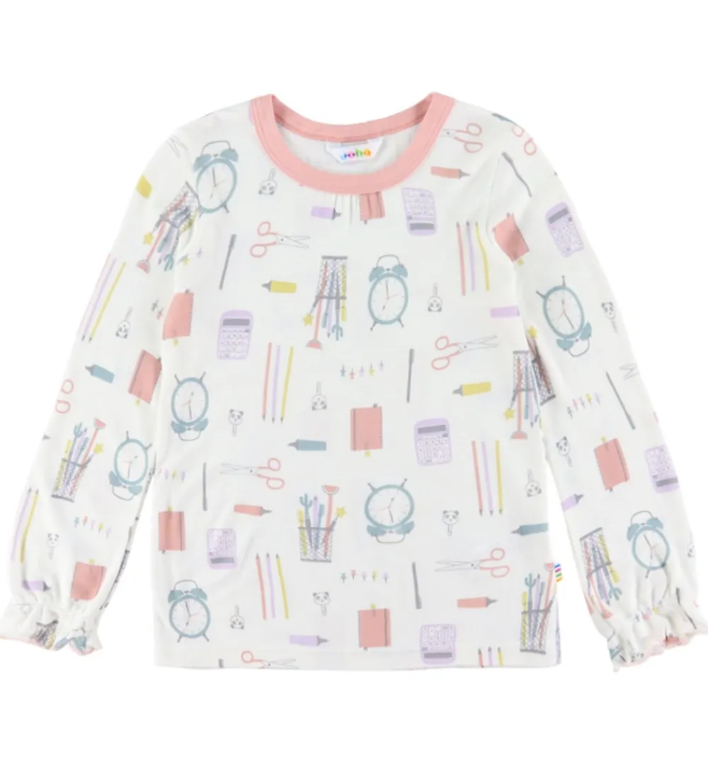 Nattøj - 2 Delt - Viskose/Bambus - Off White m. Print|Joha Sale