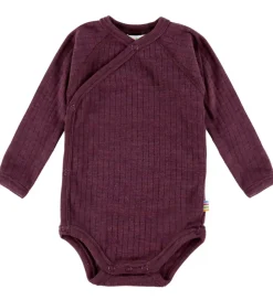 Slå-om Body l/æ - Uld - Rib - Blomme|Joha