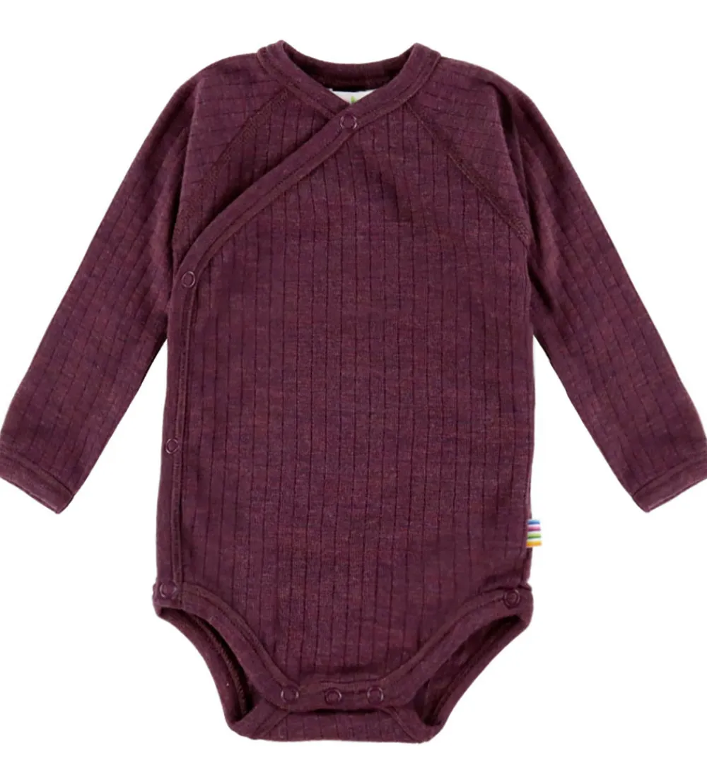 Slå-om Body l/æ - Uld - Rib - Blomme|Joha