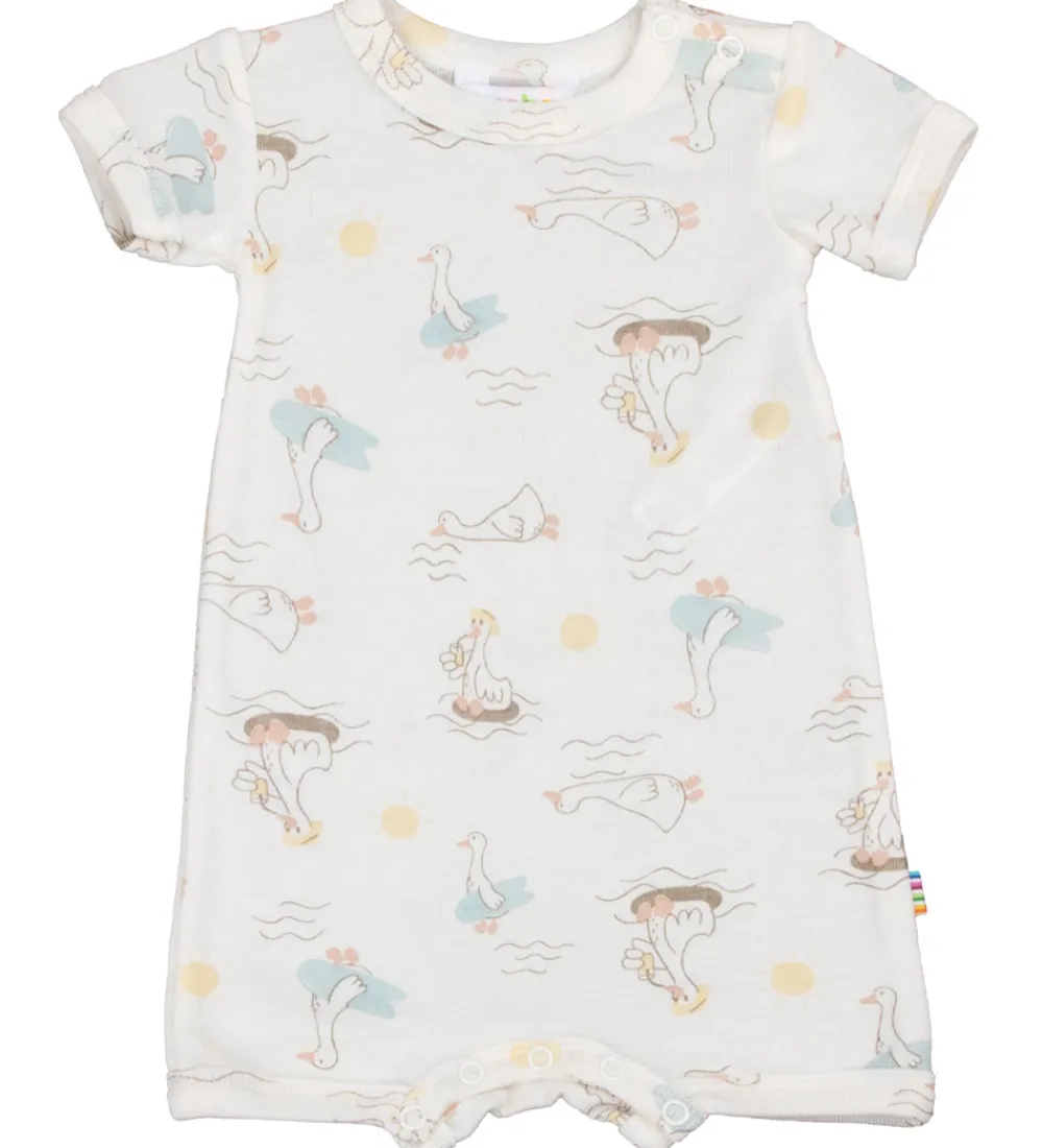 Sommerdragt - Uld/Silke - Off White m. Print|Joha Sale