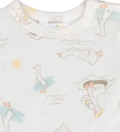 Sommerdragt - Uld/Silke - Off White m. Print|Joha Sale