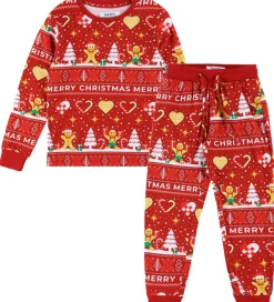 s Nattøj - 2-Delt - Christmas Cookie - Rød|Jule-Sweater