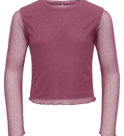 Bluse - KogJada - Mesh - Rose Wine/Dtm Rhinestones|Kids Only Clearance