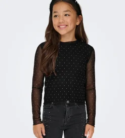 Bluse - KogJada - Mesh - Black/Silver Rhinestones|Kids Only Outlet