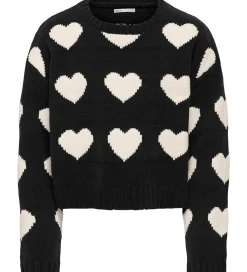 Bluse - Strik - KogSus - Black/Heart/Egret|Kids Only Outlet