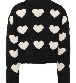 Bluse - Strik - KogSus - Black/Heart/Egret|Kids Only Outlet