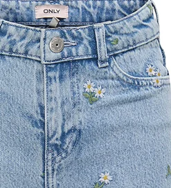 Shorts - KogCobain - Light Blue Denim/Flower Embroide|Kids Only Outlet