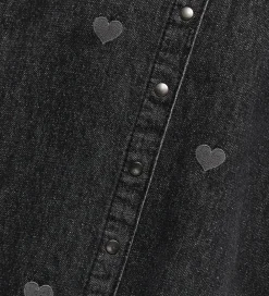 Skjorte - KogGrace - Washed Black/ Heart Embroide|Kids Only