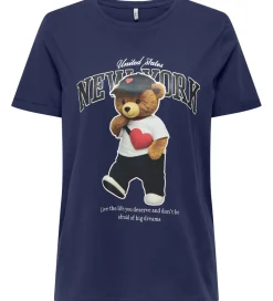 T-shirt - KogLina - Bear O-Neck Top - Midnight Sail/Ne|Kids Only Hot
