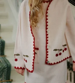 Cardigan - Uld - Collette - Off White m. Kirsebær|Konges Sløjd New