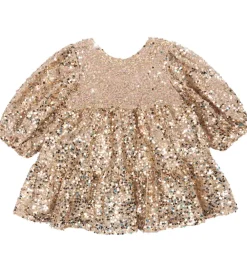 Kjole - Lila Sequins Bow - Gold Glitter|Konges Sløjd