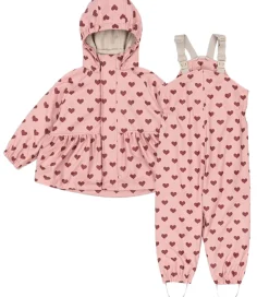 Regntøj m. Seler/Fleece - PU - Palme - Amour Pink|Konges Sløjd Outlet