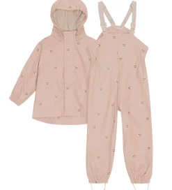 Regntøj m. Seler/Fleece - PU - Rainy Palme - Cherry|Konges Sløjd Clearance