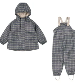 Regntøj m. Seler/Fleece - Palme - Laurel Blue Check|Konges Sløjd Clearance