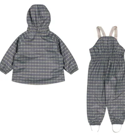 Regntøj m. Seler/Fleece - Palme - Laurel Blue Check|Konges Sløjd Clearance