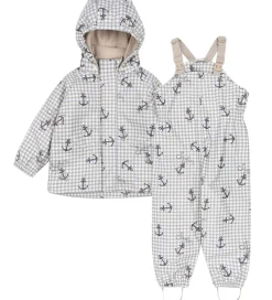 Regntøj m. Seler/Fleece - PU - Palme - Sailor Check|Konges Sløjd Clearance