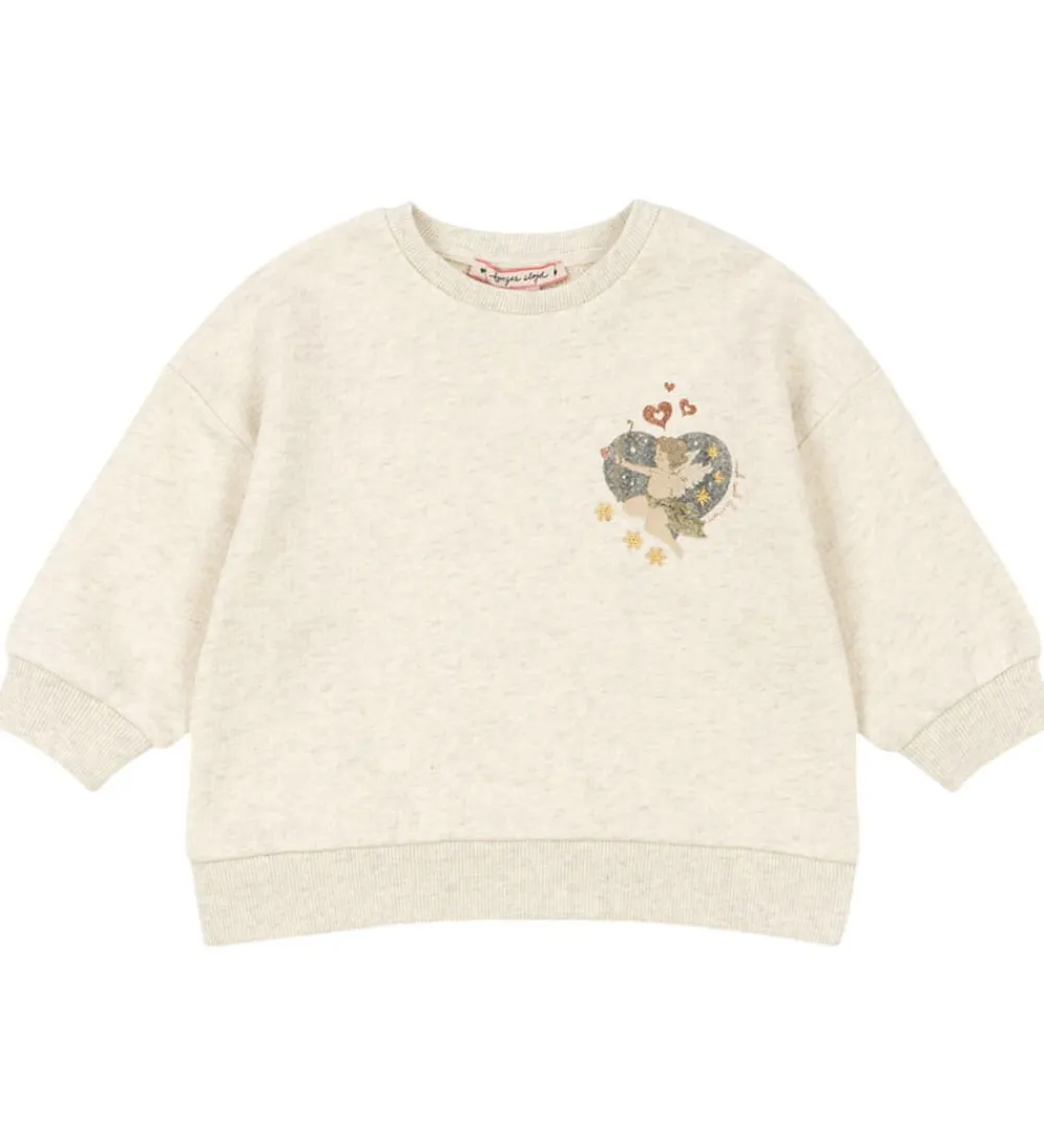 Sweatshirt - Loupy Lou - Off White Melange m. Engle|Konges Sløjd
