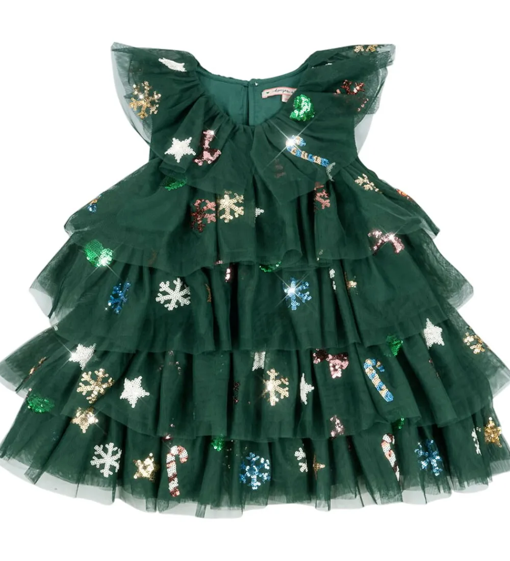 Tylkjole - Yvonne Christmas - Hunter Green m. Paill|Konges Sløjd Outlet