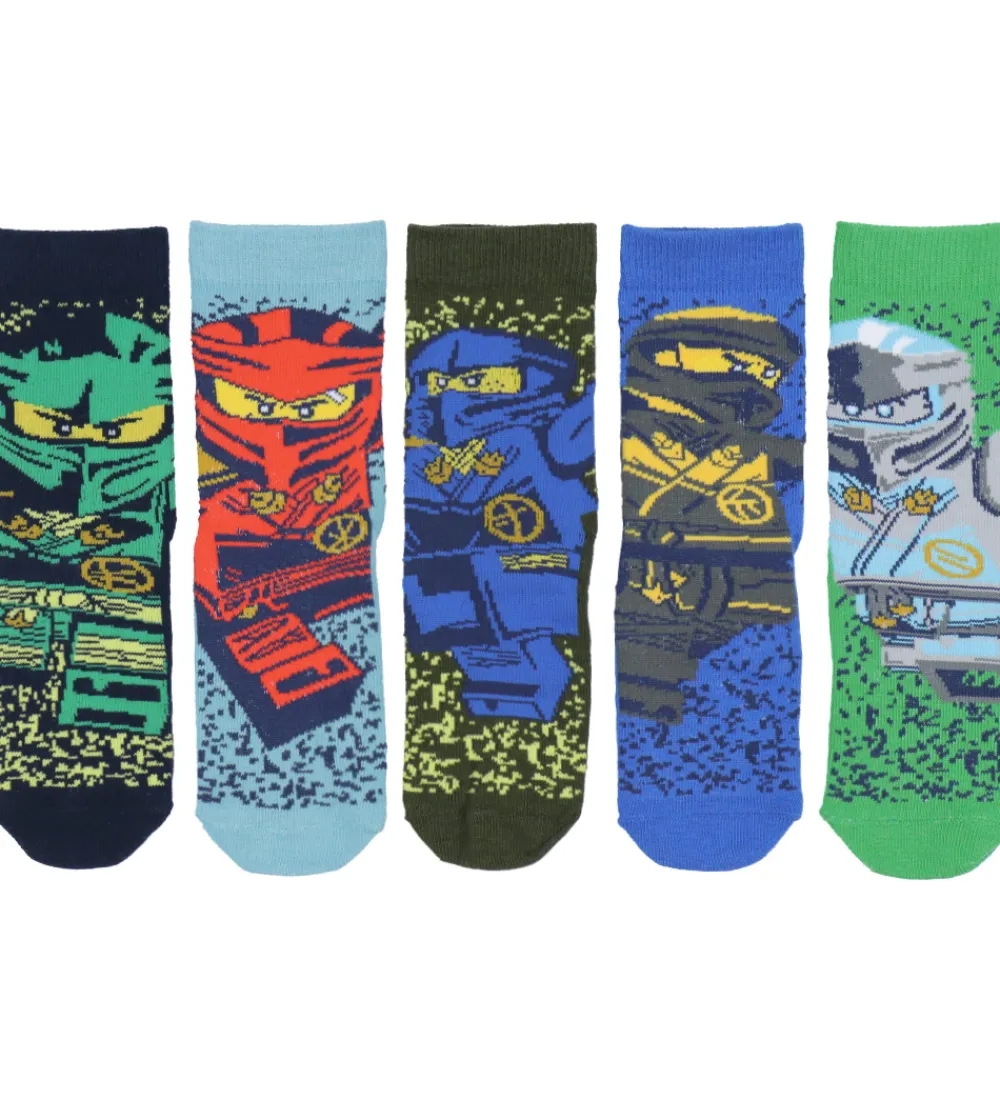 LEGO® Ninjago Strømper - 5-pak - LwaGan - Blå/Grøn|LEGO® Wear Clearance