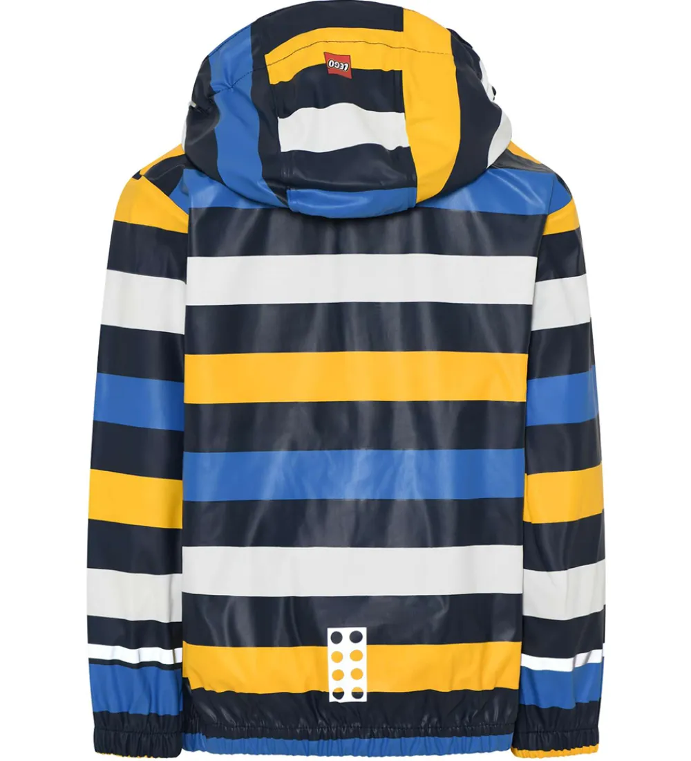 Regnjakke - PU - LWJonathan 102 - Blå m. Striber|LEGO® Wear