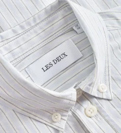 Skjorte - Kent Print Stripe - Xenon Blue|Les Deux Best