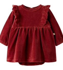 Lil' Atelier Kjolebody l/æ - Velour - NbfSaga - Red Dahlia|Lil Atelier Discount