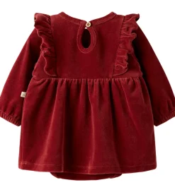 Lil' Atelier Kjolebody l/æ - Velour - NbfSaga - Red Dahlia|Lil Atelier Discount