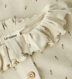 Lil' Atelier Nattøj - 2-delt - Rib - NmfGago - Turtledove/Floral|Lil Atelier