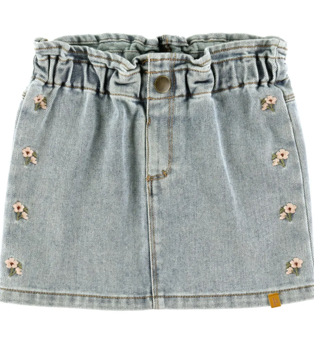 Nederdel - NmfDarlee - Medium Blue Denim/Flower Emb|Lil Atelier Best