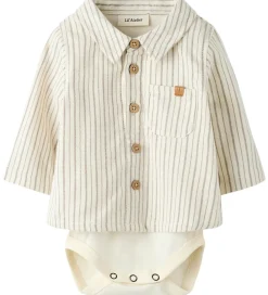 Skjortebody l/æ - NbmFelixo - Turtledove/Sepia Tint|Lil Atelier Best