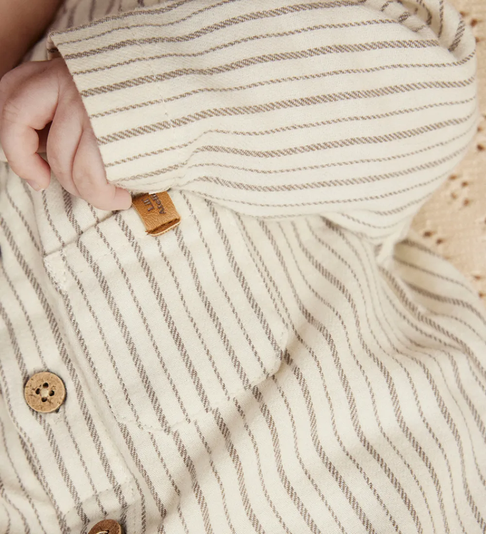 Skjortebody l/æ - NbmFelixo - Turtledove/Sepia Tint|Lil Atelier Best