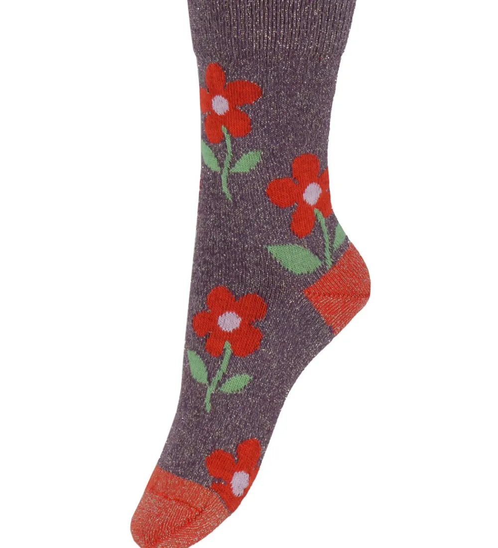 Strømper - Glimmer - Hortensia m. Blomster|Melton Hot